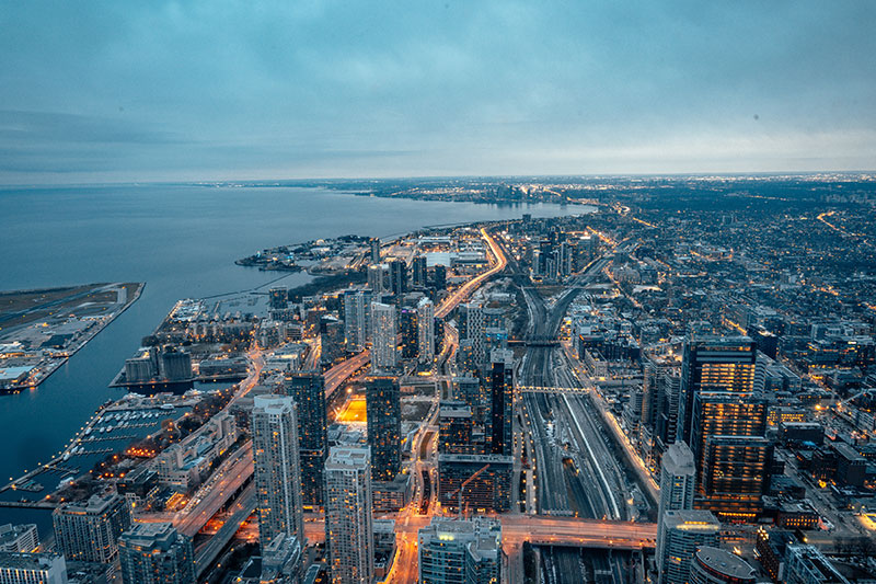 Toronto aerial view of downtown