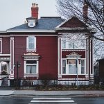 nice red home in autumn lighting